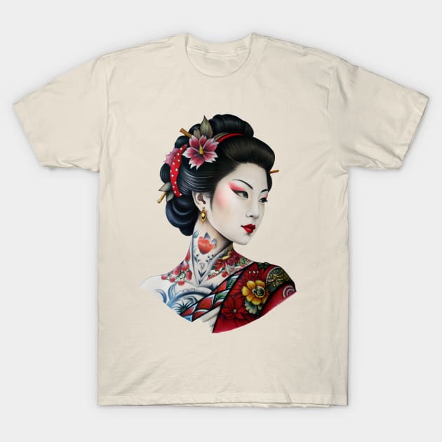 Japanese Geisha Tattoo T-Shirt by Ravenglow